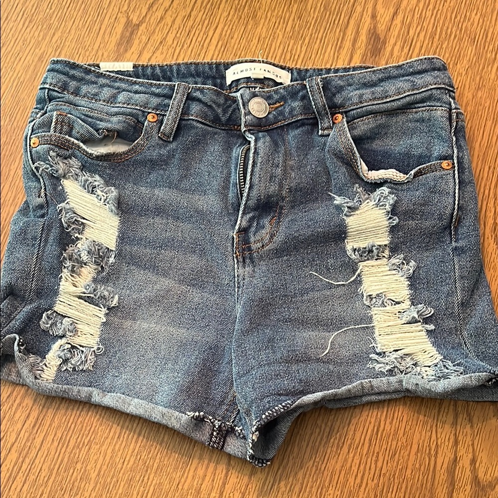 Almost Famous Blue Distressed Jean Shorts